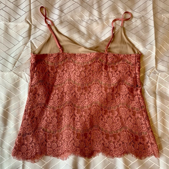 ❤️ Peachy pink coral lace adjustable strap camisole sexy tank blouse valentines - Picture 5 of 7